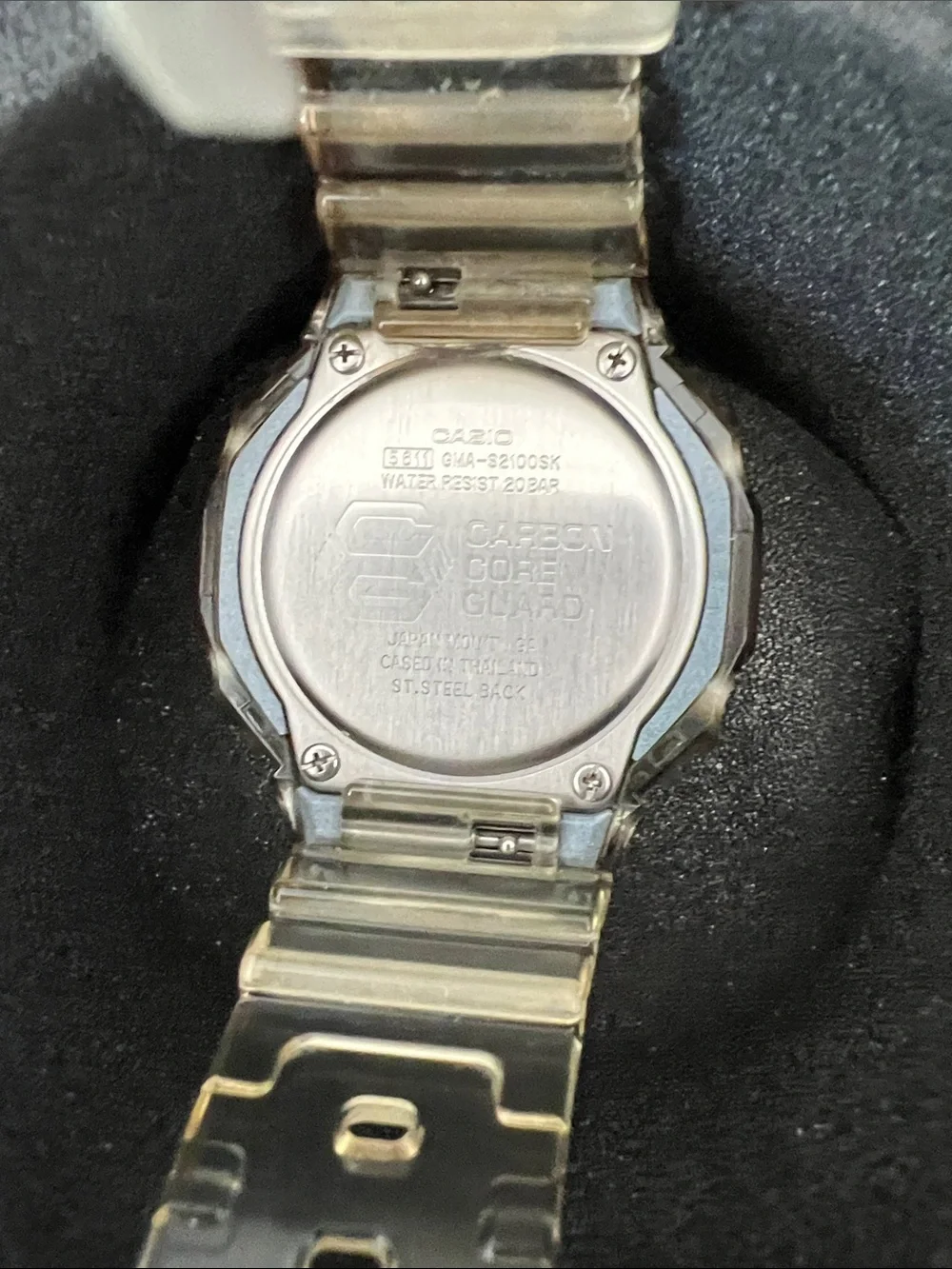 G-Shock Clear Resin Watch with Silver Dial and White Accents